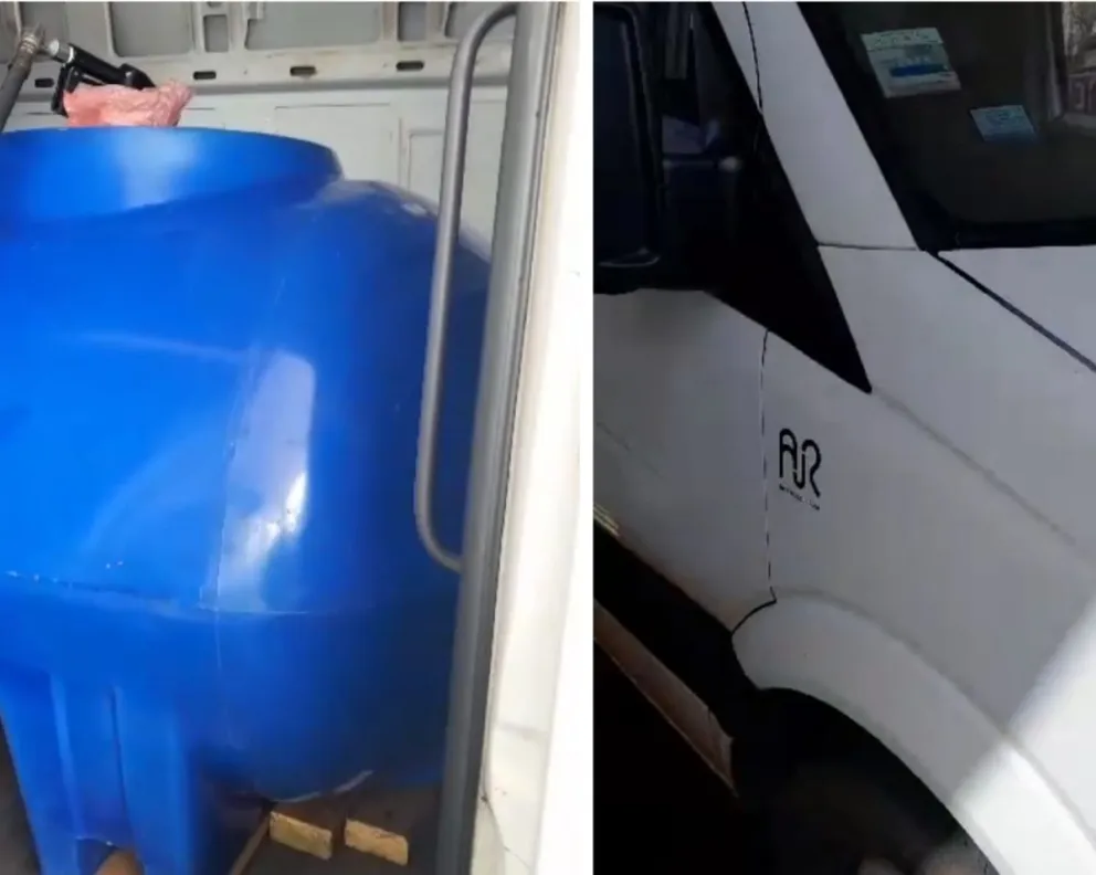 Iguazú: filmaron un utilitario con un tanque para traslado de combustible en su interior