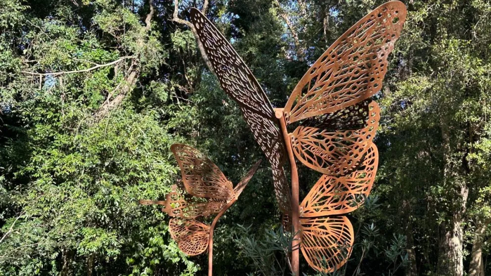 Las mariposas gigantes del artista Andrés Paredes habitan el Parque de la Cruz de Santa Ana 