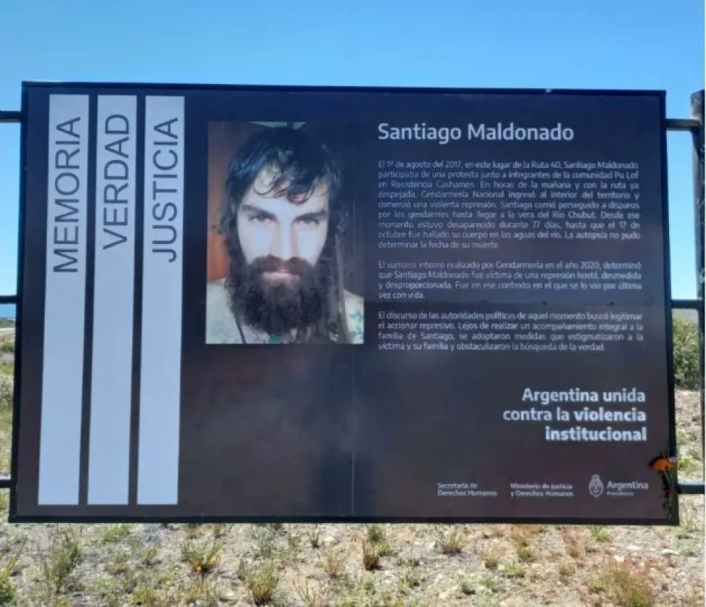 La Secretaría de DDHH señalizó el lugar donde fue visto por última vez Santiago Maldonado