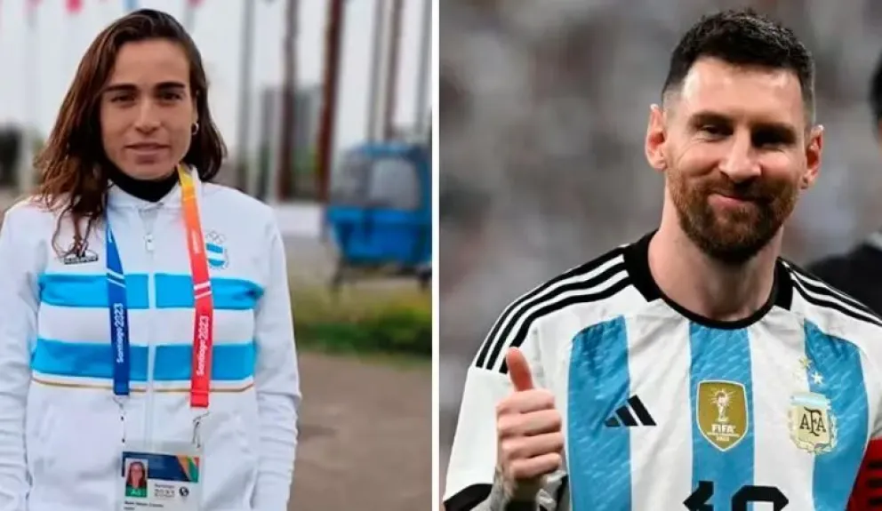 Lionel Messi y la atleta marplatense Belén Casetta compartieron el Olimpia de Oro