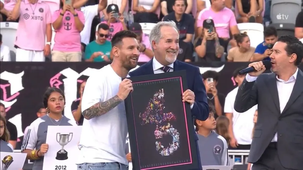 Homenaje del Inter Miami a Lionel Messi por sus 45 títulos. //Foto: @Stopthatmesiii
