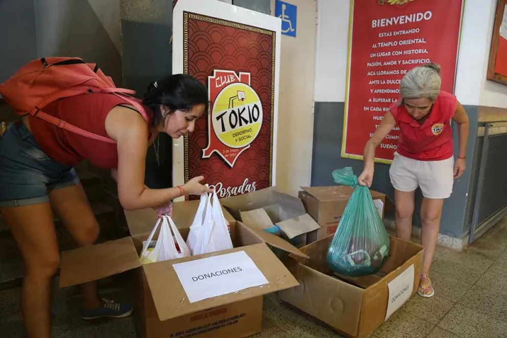 Todo lo donado en el club Tokio será enviado al club Villa Mitre de la ciudad bonaerense.  Foto: El Territorio