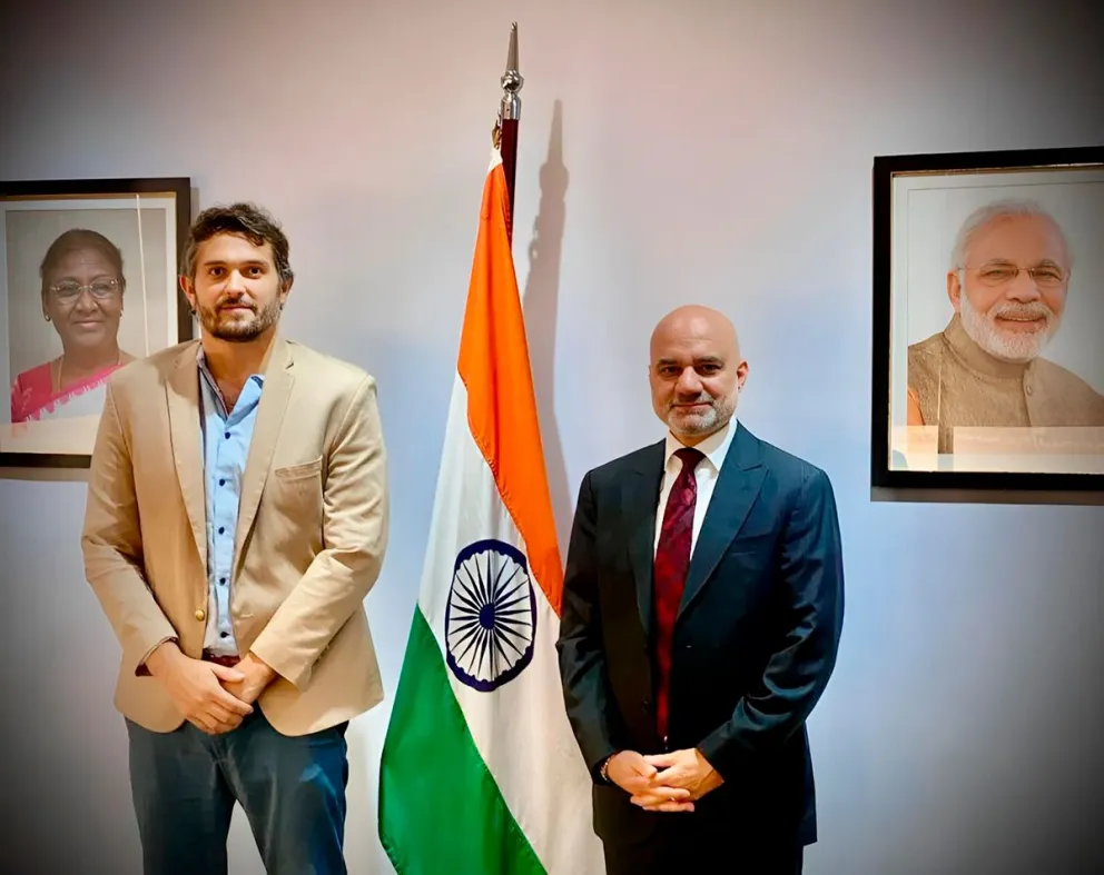 Facundo López Sartori se reunió con el embajador de India, Dinesh Bhatia.