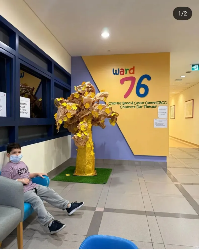 Santino recién llegado al hospital de Singapur el martes.