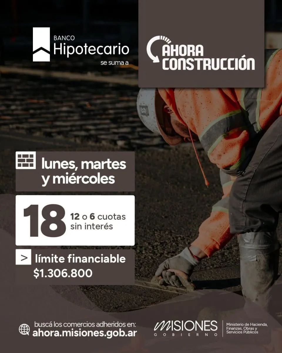 El Banco Hipotecario también tendrá el beneficio del Ahora Construcción imagen-8