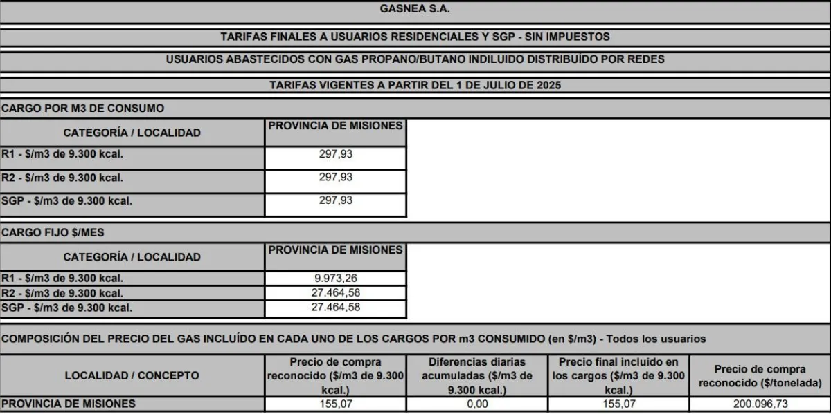 Conocé las nuevas tarifas de Gas Nea imagen-12
