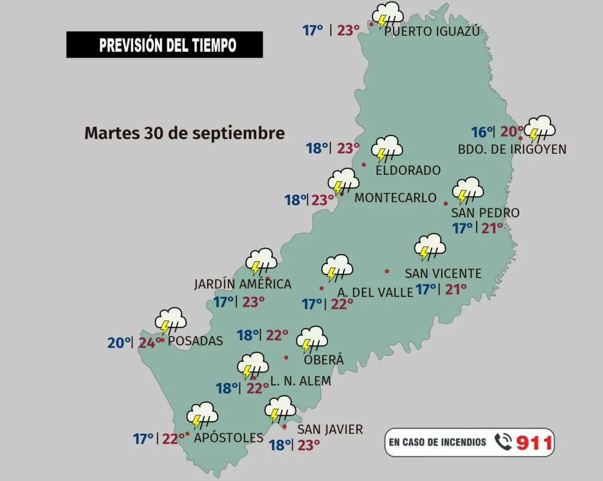 Misiones: martes con lluvias y tormentas en toda la provincia imagen-8