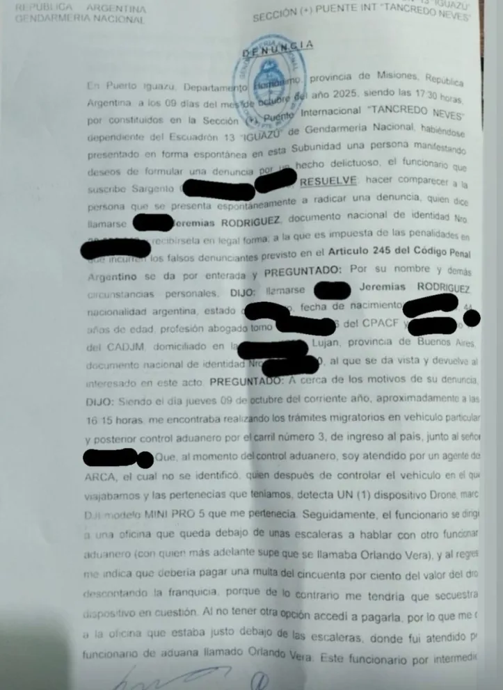 Denunciaron a agentes de ARCA Iguazú por un cobro irregular