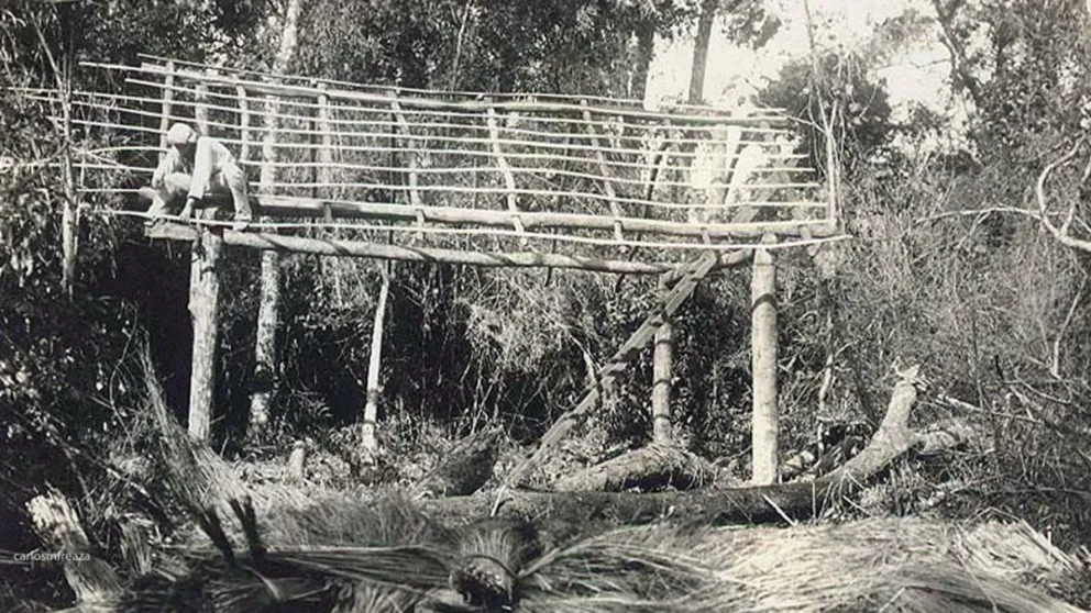 Alto Paraná, Misiones. Construcción de un rancho. Foto: G. Bourquín y Cía