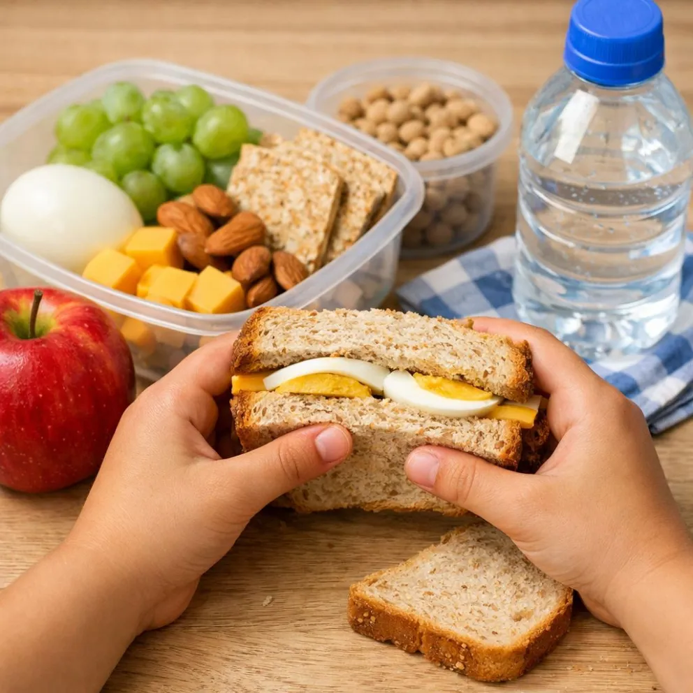 Una vianda práctica con alimentos simples permite sostener la energía y evitar el hambre entre comidas durante la jornada.