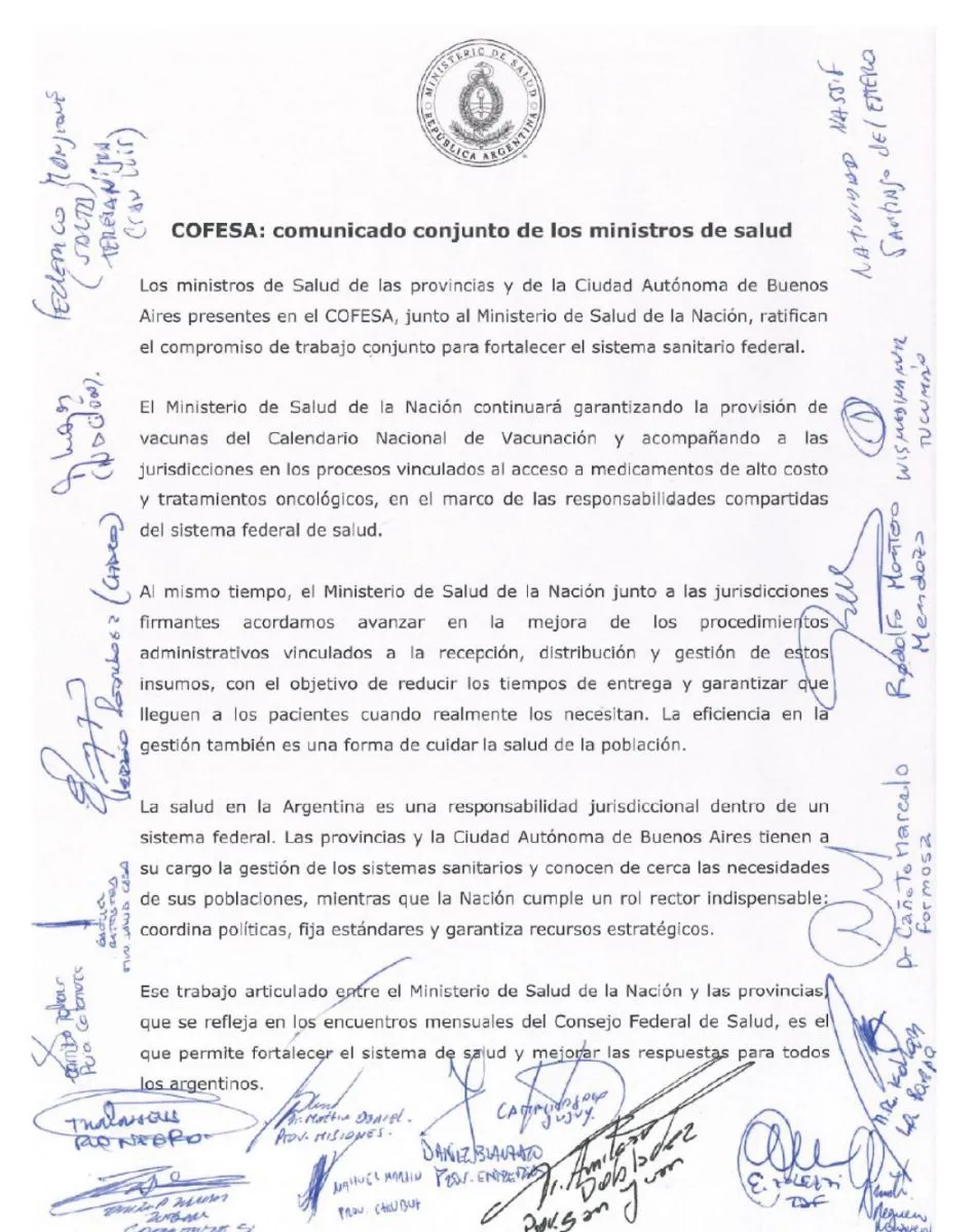 Acuerdo Federal para fortalecer el sistema sanitario y optimizar ...