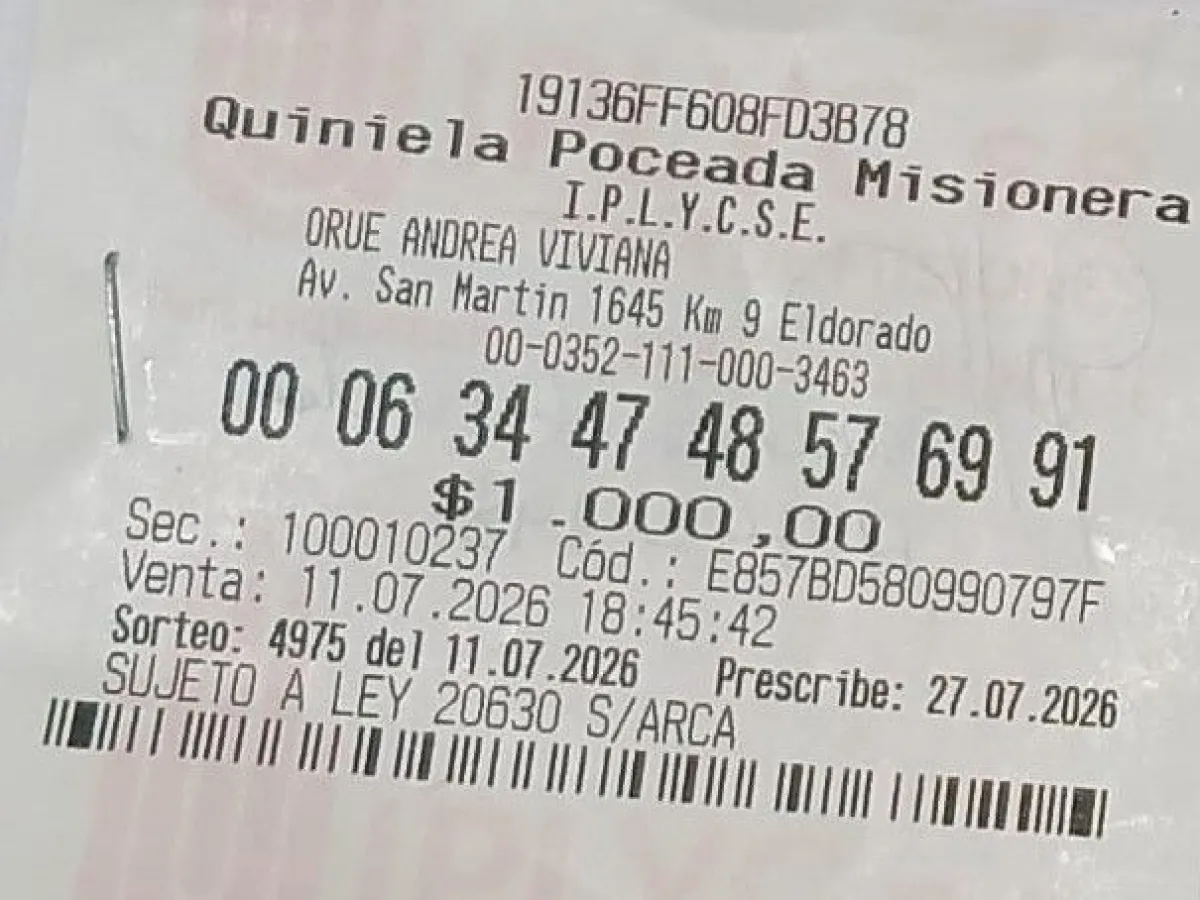 Una empleada de Eldorado ganó más de $57 millones en la Poceada y compartirá el premio con sus hijos