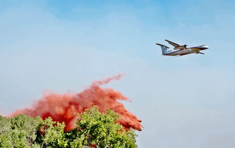 Variados aviones se sumaron a la lucha contra la extensión del fuego.