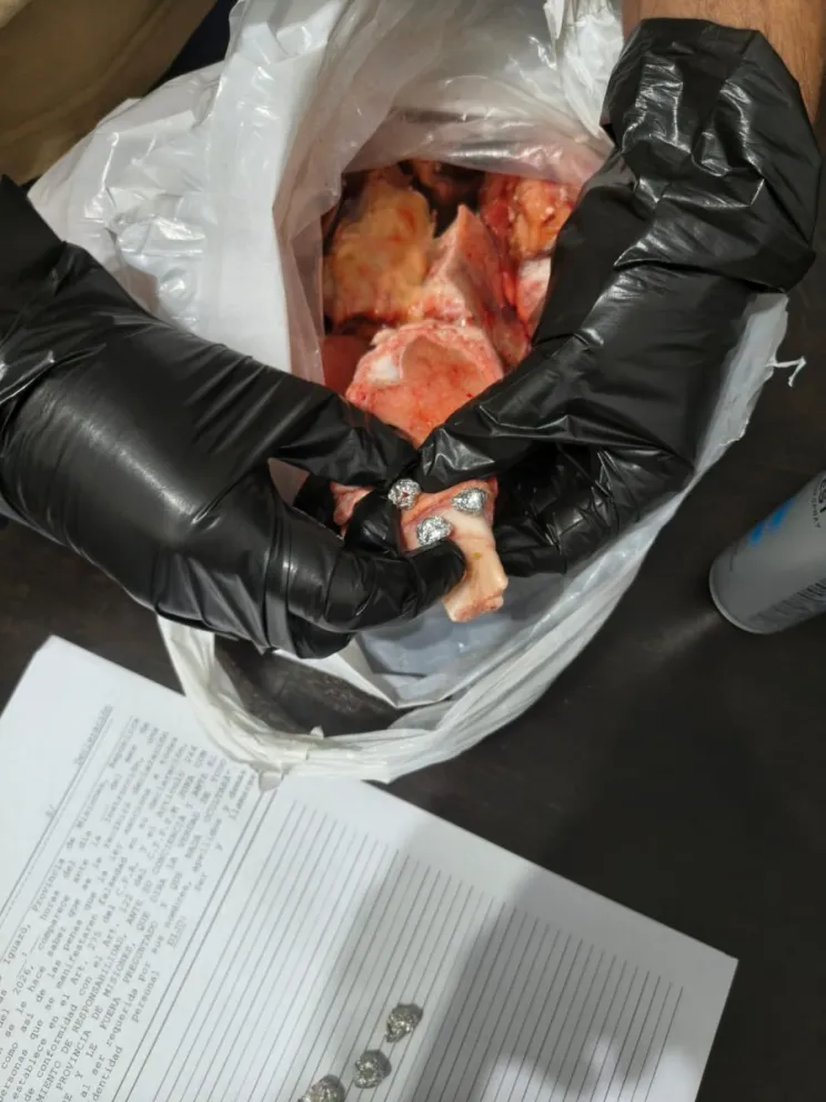 La droga oculta en un corte vacuno. //Foto: Policía de Misiones.