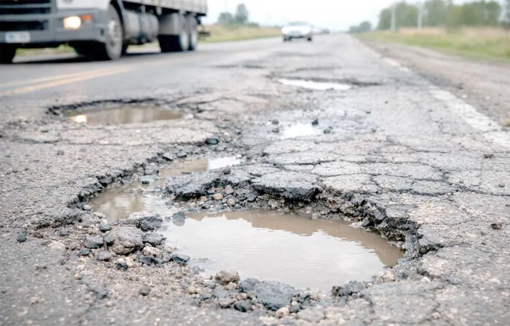 Los baches en las rutas son un peligro y también afectan a las empresas.  